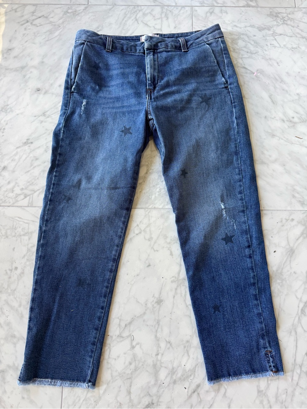 Sundry Dark Blue Star Print Straight Leg Jeans